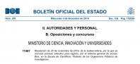 Convocatoria de dos plazas de Científico titular para el Centro Nacional de Sanidad Ambiental